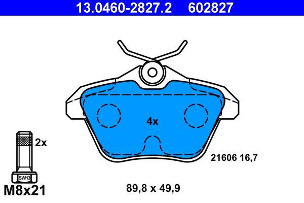Jeu de 4 plaquettes de frein ATE ref. 13.0460-2827.2