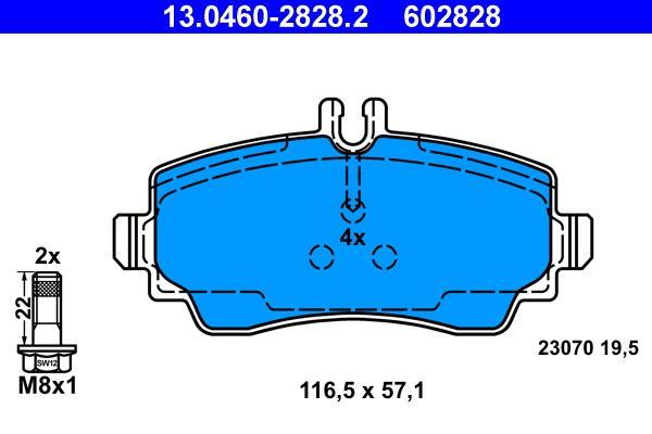 Jeu de 4 plaquettes de frein ATE ref. 13.0460-2828.2