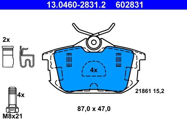 Jeu de 4 plaquettes de frein ATE ref. 13.0460-2831.2