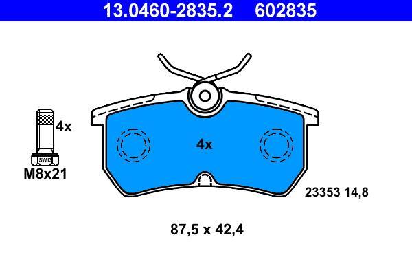 Jeu de 4 plaquettes de frein ATE ref. 13.0460-2835.2