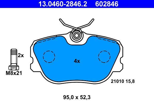 Jeu de 4 plaquettes de frein ATE ref. 13.0460-2846.2