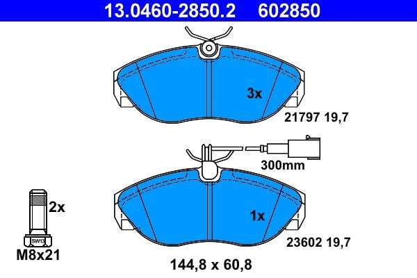 Jeu de 4 plaquettes de frein ATE ref. 13.0460-2850.2
