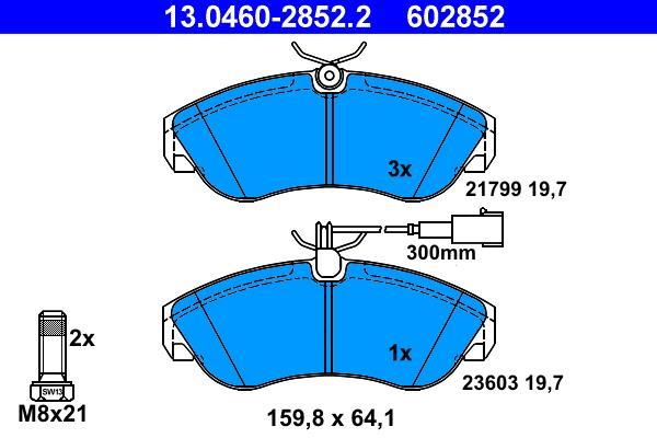 Jeu de 4 plaquettes de frein ATE ref. 13.0460-2852.2
