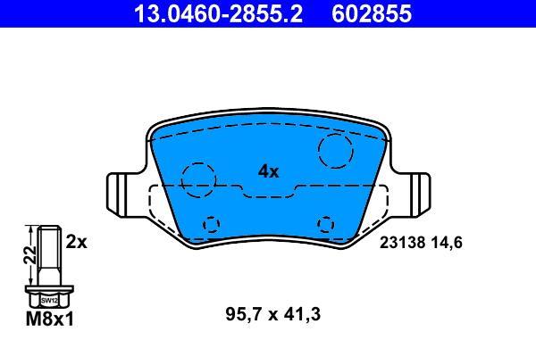 Jeu de 4 plaquettes de frein ATE ref. 13.0460-2855.2