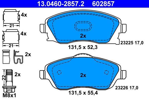 Jeu de 4 plaquettes de frein ATE ref. 13.0460-2857.2