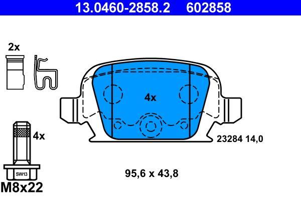 Jeu de 4 plaquettes de frein ATE ref. 13.0460-2858.2