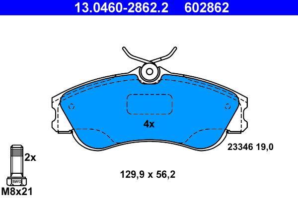 Jeu de 4 plaquettes de frein ATE ref. 13.0460-2862.2
