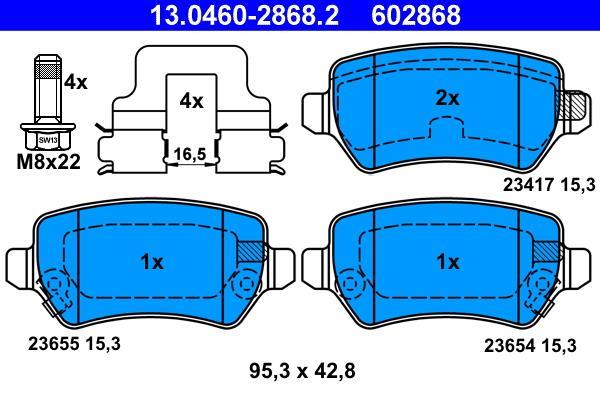 Jeu de 4 plaquettes de frein ATE ref. 13.0460-2868.2