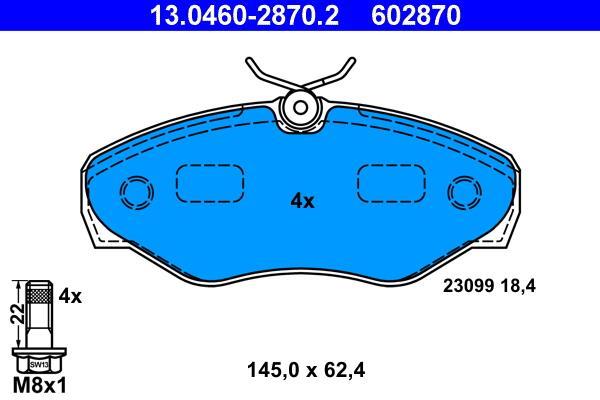Jeu de 4 plaquettes de frein ATE ref. 13.0460-2870.2
