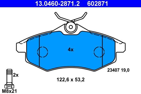 Jeu de 4 plaquettes de frein ATE ref. 13.0460-2871.2