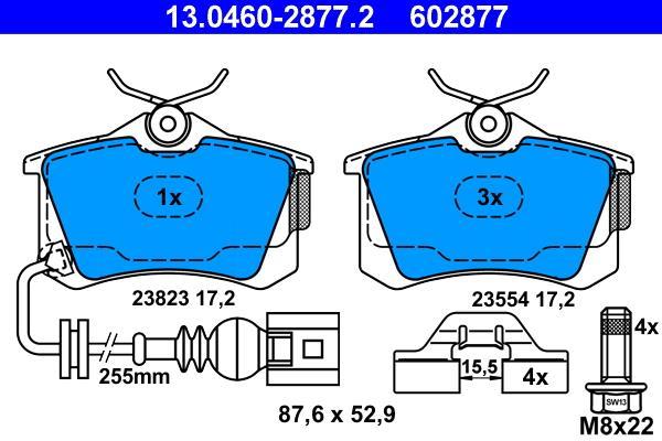 Jeu de 4 plaquettes de frein ATE ref. 13.0460-2877.2