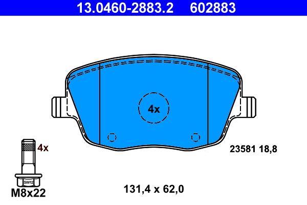 Jeu de 4 plaquettes de frein ATE ref. 13.0460-2883.2