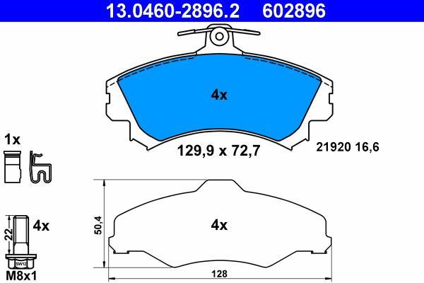 Jeu de 4 plaquettes de frein ATE ref. 13.0460-2896.2