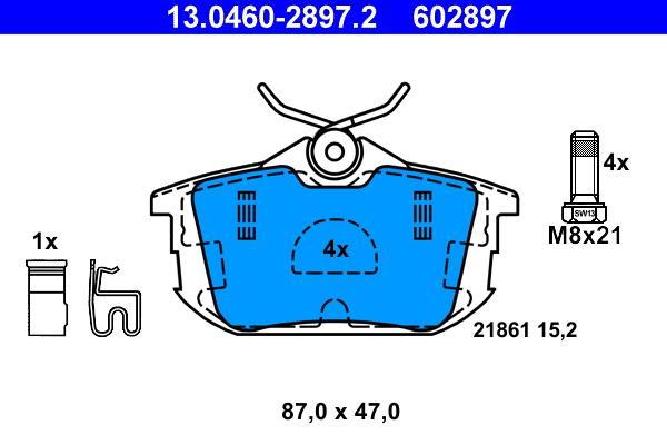 Jeu de 4 plaquettes de frein ATE ref. 13.0460-2897.2