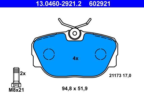 Jeu de 4 plaquettes de frein ATE ref. 13.0460-2921.2