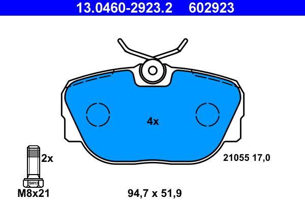 Jeu de 4 plaquettes de frein ATE ref. 13.0460-2923.2
