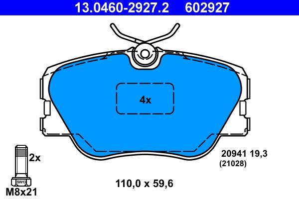 Jeu de 4 plaquettes de frein ATE ref. 13.0460-2927.2