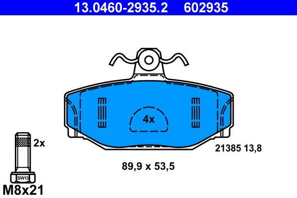 Jeu de 4 plaquettes de frein ATE ref. 13.0460-2935.2