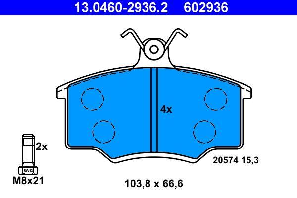 Jeu de 4 plaquettes de frein ATE ref. 13.0460-2936.2