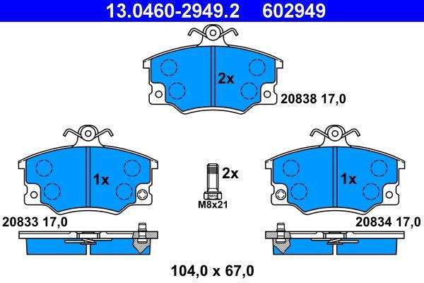 Jeu de 4 plaquettes de frein ATE ref. 13.0460-2949.2