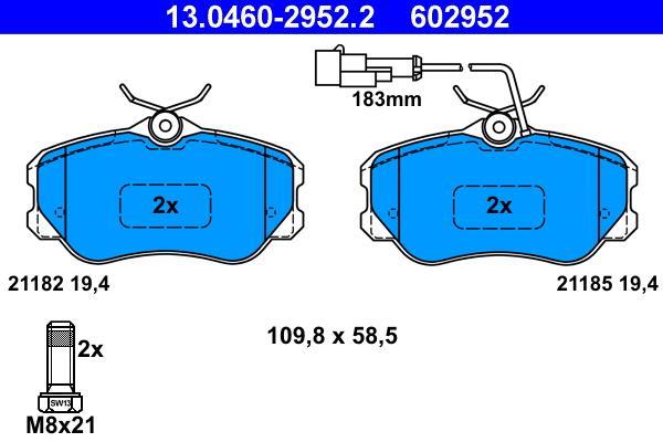 Jeu de 4 plaquettes de frein ATE ref. 13.0460-2952.2