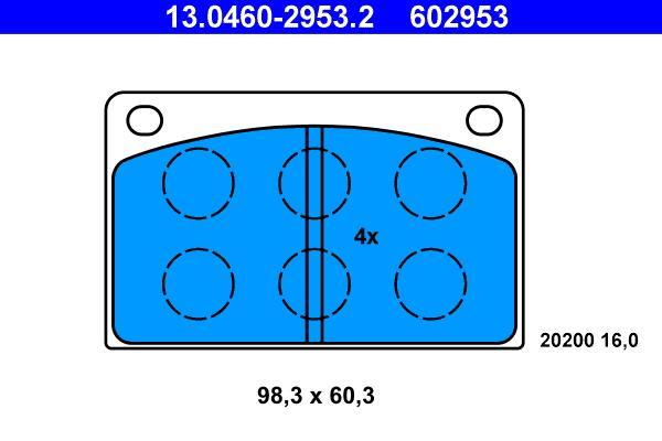 Jeu de 4 plaquettes de frein ATE ref. 13.0460-2953.2