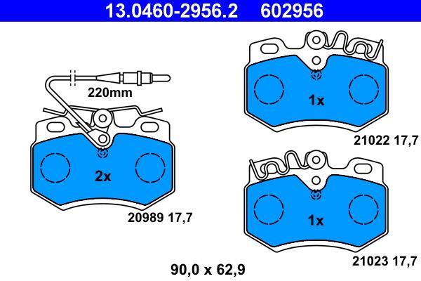 Jeu de 4 plaquettes de frein ATE ref. 13.0460-2956.2