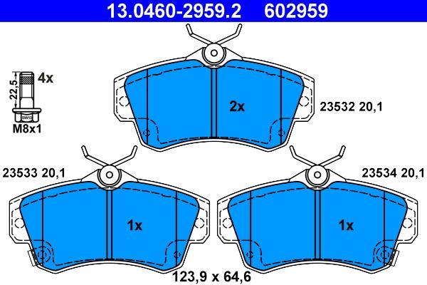 Jeu de 4 plaquettes de frein ATE ref. 13.0460-2959.2