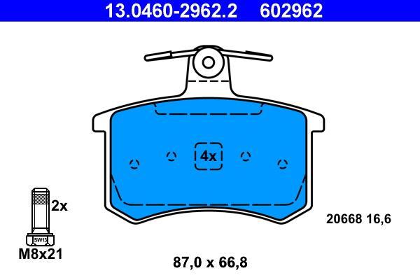 Jeu de 4 plaquettes de frein ATE ref. 13.0460-2962.2