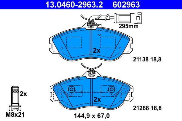 Jeu de 4 plaquettes de frein ATE ref. 13.0460-2963.2