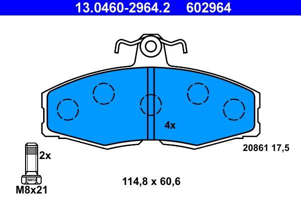 Jeu de 4 plaquettes de frein ATE ref. 13.0460-2964.2