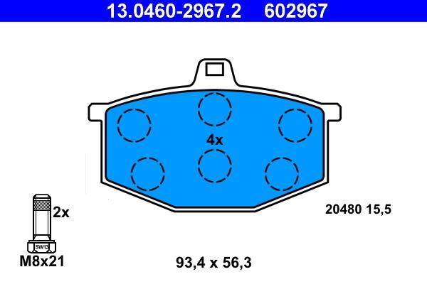 Jeu de 4 plaquettes de frein ATE ref. 13.0460-2967.2