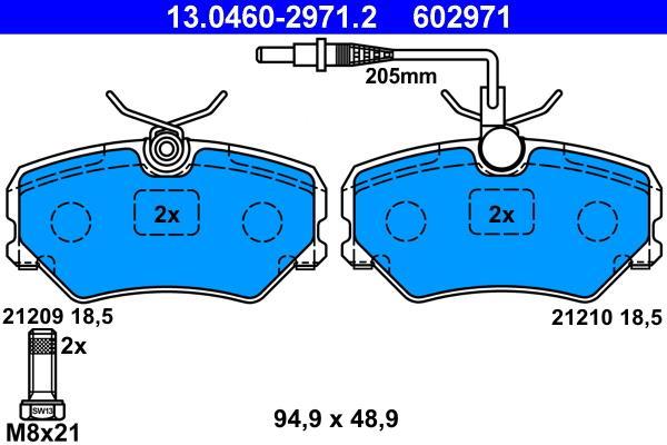 Jeu de 4 plaquettes de frein ATE ref. 13.0460-2971.2