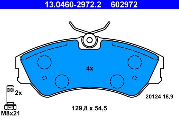 Jeu de 4 plaquettes de frein ATE ref. 13.0460-2972.2