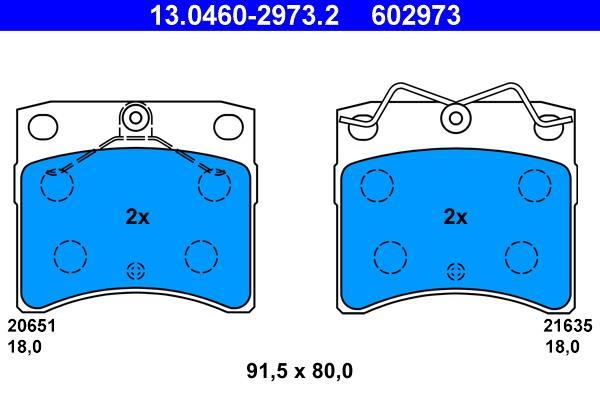 Jeu de 4 plaquettes de frein ATE 13.0460-2973.2