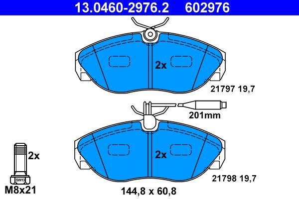 Jeu de 4 plaquettes de frein ATE 13.0460-2976.2