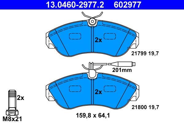 Jeu de 4 plaquettes de frein ATE ref. 13.0460-2977.2