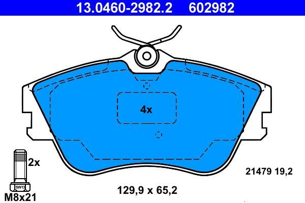 Jeu de 4 plaquettes de frein ATE ref. 13.0460-2982.2