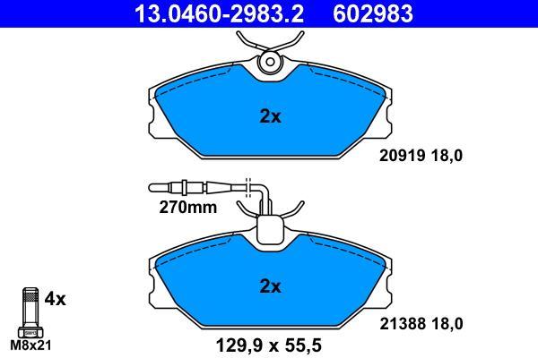 Jeu de 4 plaquettes de frein ATE ref. 13.0460-2983.2