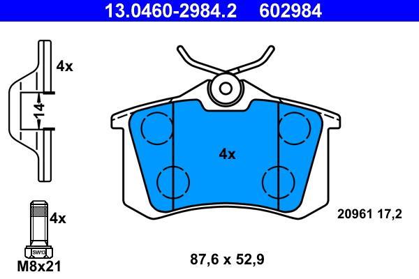 Jeu de 4 plaquettes de frein ATE ref. 13.0460-2984.2