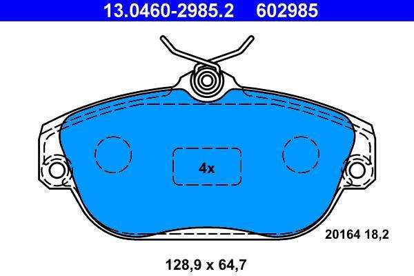 Jeu de 4 plaquettes de frein ATE ref. 13.0460-2985.2