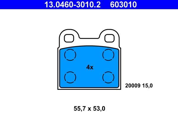Jeu de 4 plaquettes de frein ATE ref. 13.0460-3010.2