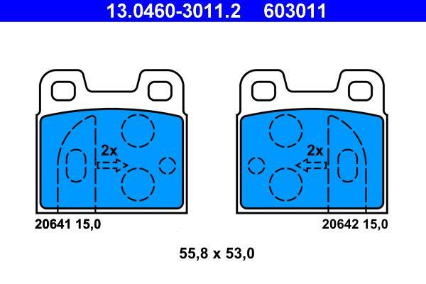 Jeu de 4 plaquettes de frein ATE ref. 13.0460-3011.2