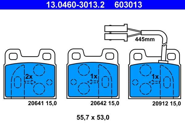 Jeu de 4 plaquettes de frein ATE ref. 13.0460-3013.2
