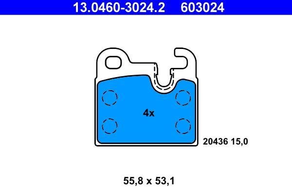Jeu de 4 plaquettes de frein ATE ref. 13.0460-3024.2