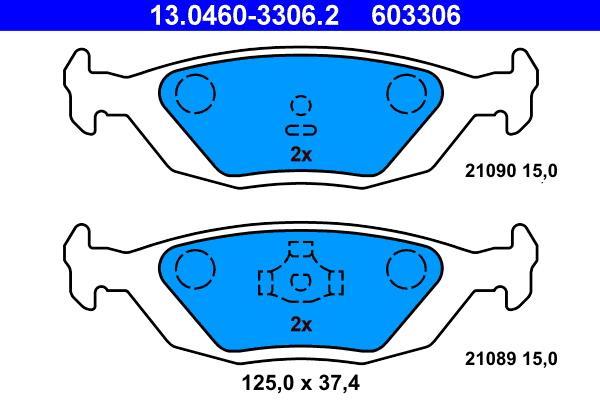 Jeu de 4 plaquettes de frein ATE ref. 13.0460-3306.2