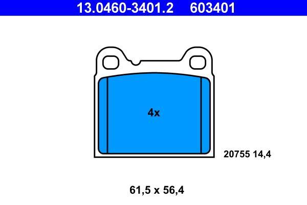 Jeu de 4 plaquettes de frein ATE ref. 13.0460-3401.2
