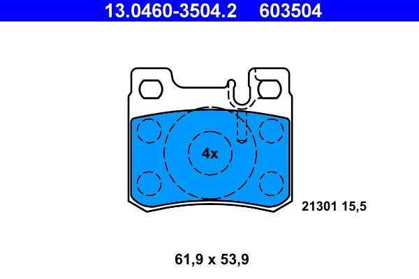 Jeu de 4 plaquettes de frein ATE ref. 13.0460-3504.2
