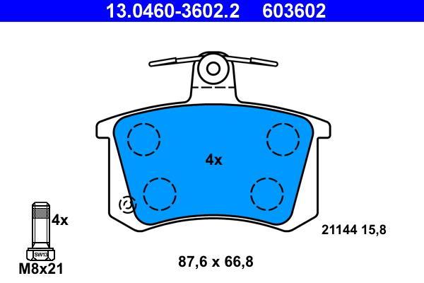 Jeu de 4 plaquettes de frein ATE ref. 13.0460-3602.2