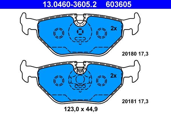 Jeu de 4 plaquettes de frein ATE ref. 13.0460-3605.2
